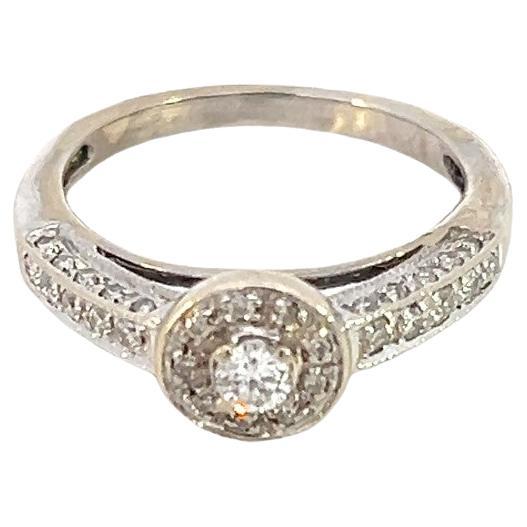 14K White Gold apx 49/100 ctw Diamond Engagement Ring 3.69g sz:7.5 For Sale