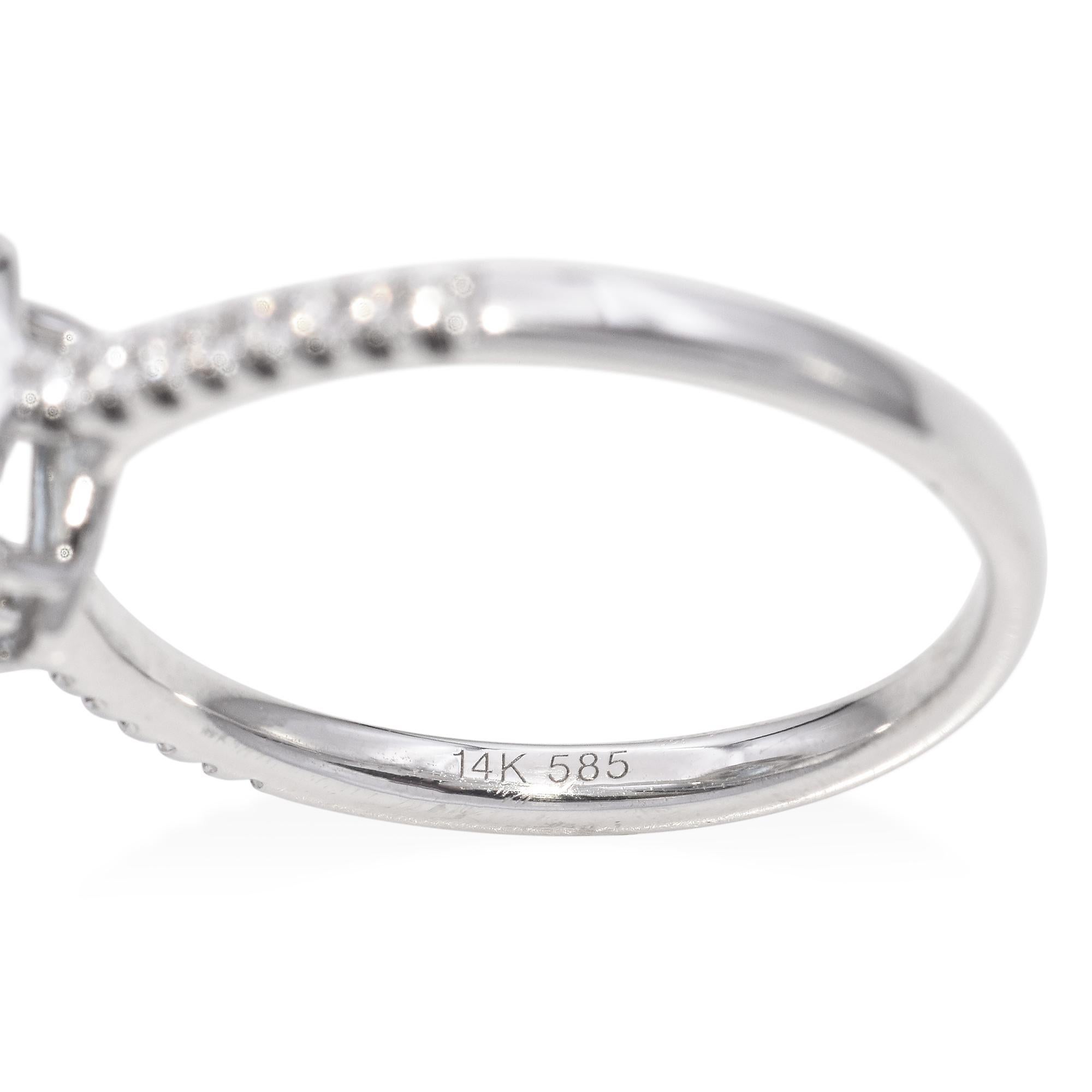 Anello aureola con acquamarina e diamante in oro bianco 14k in vendita 1