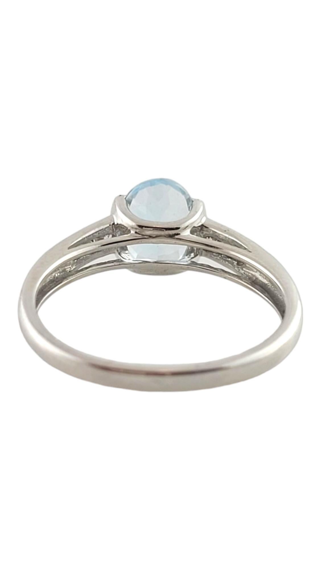 14K White Gold Aquamarine & Diamond Fashion Ring Size 6.75 #18055 In Good Condition For Sale In Washington Depot, CT