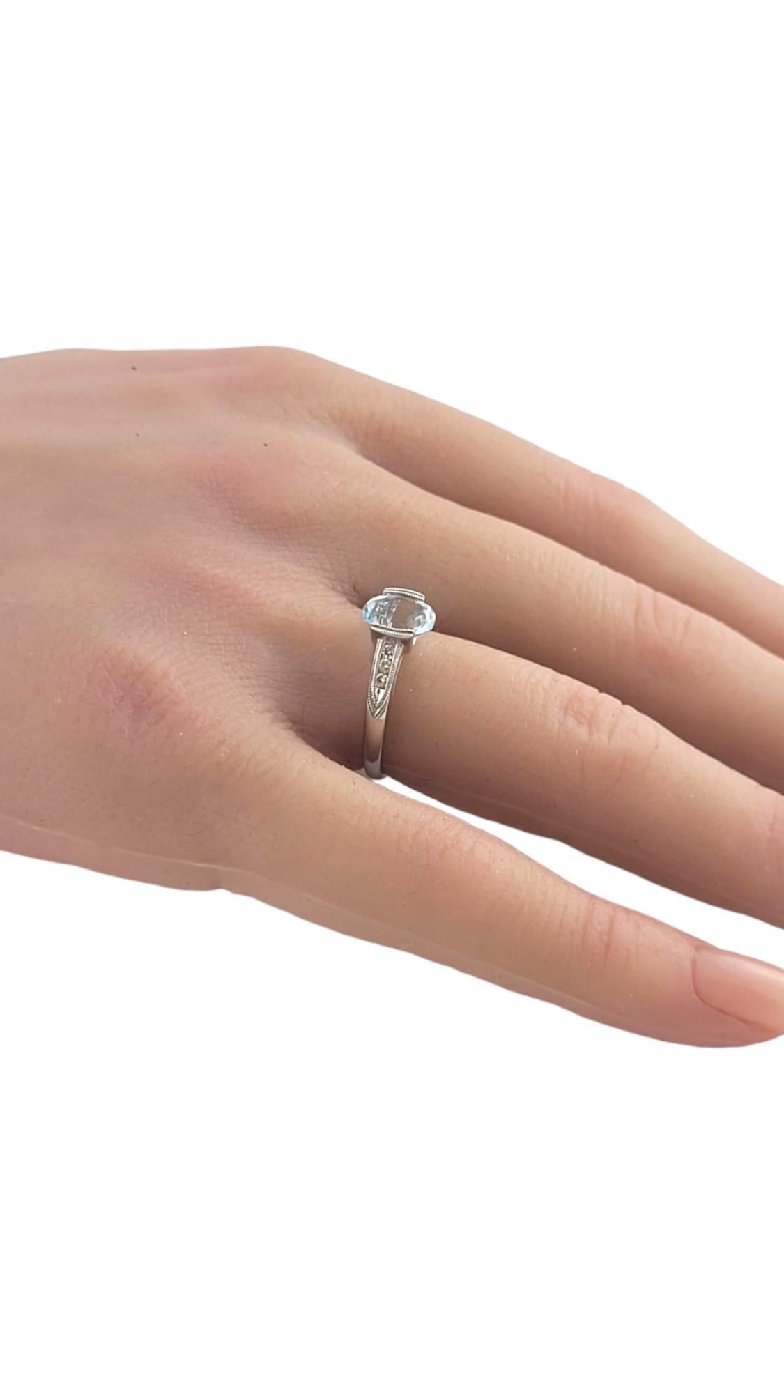 14K White Gold Aquamarine & Diamond Fashion Ring Size 6.75 #18055 For Sale 2