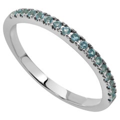 14K White Gold Aquamarine Half-Way Around Band for Her