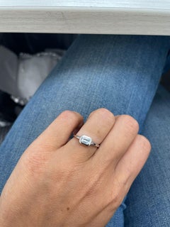 Bague aigue-marine en or blanc 14 carats pour elle