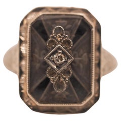 Anillo Art Decó de Cristal y Diamantes Belais de Oro Blanco de 14 K