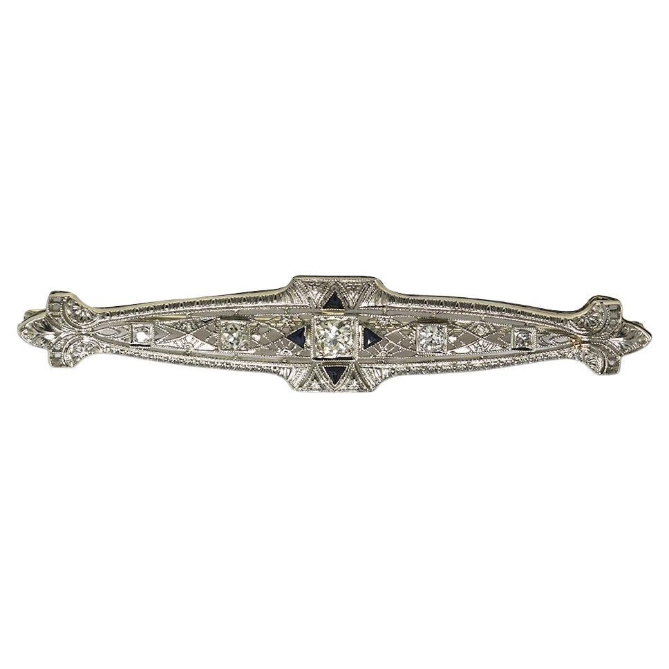 14K White Gold Art Deco Brooch 0.50ct