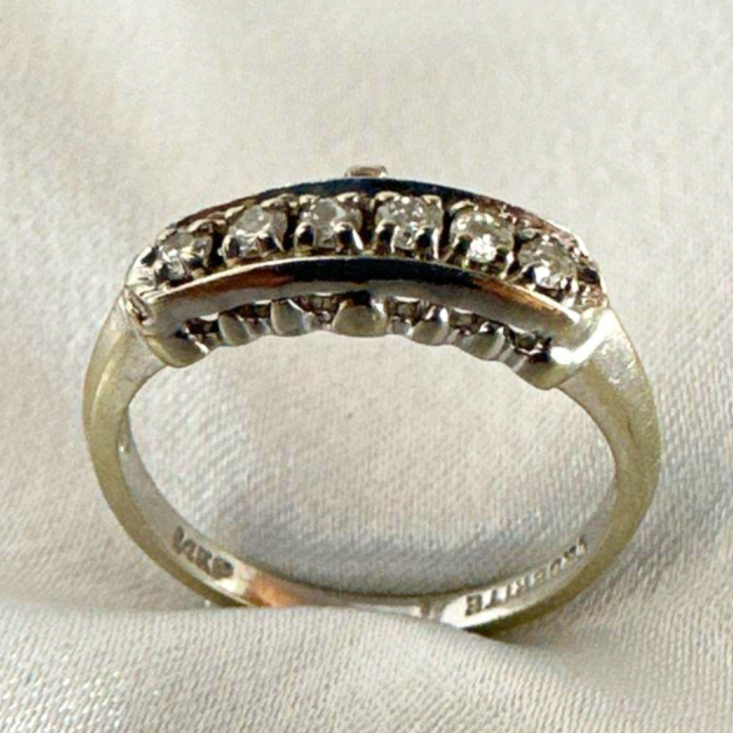 14k White Gold Art Deco Cocktail Brilliant Cut Diamonds Ring for Women Size 6.25 For Sale 6
