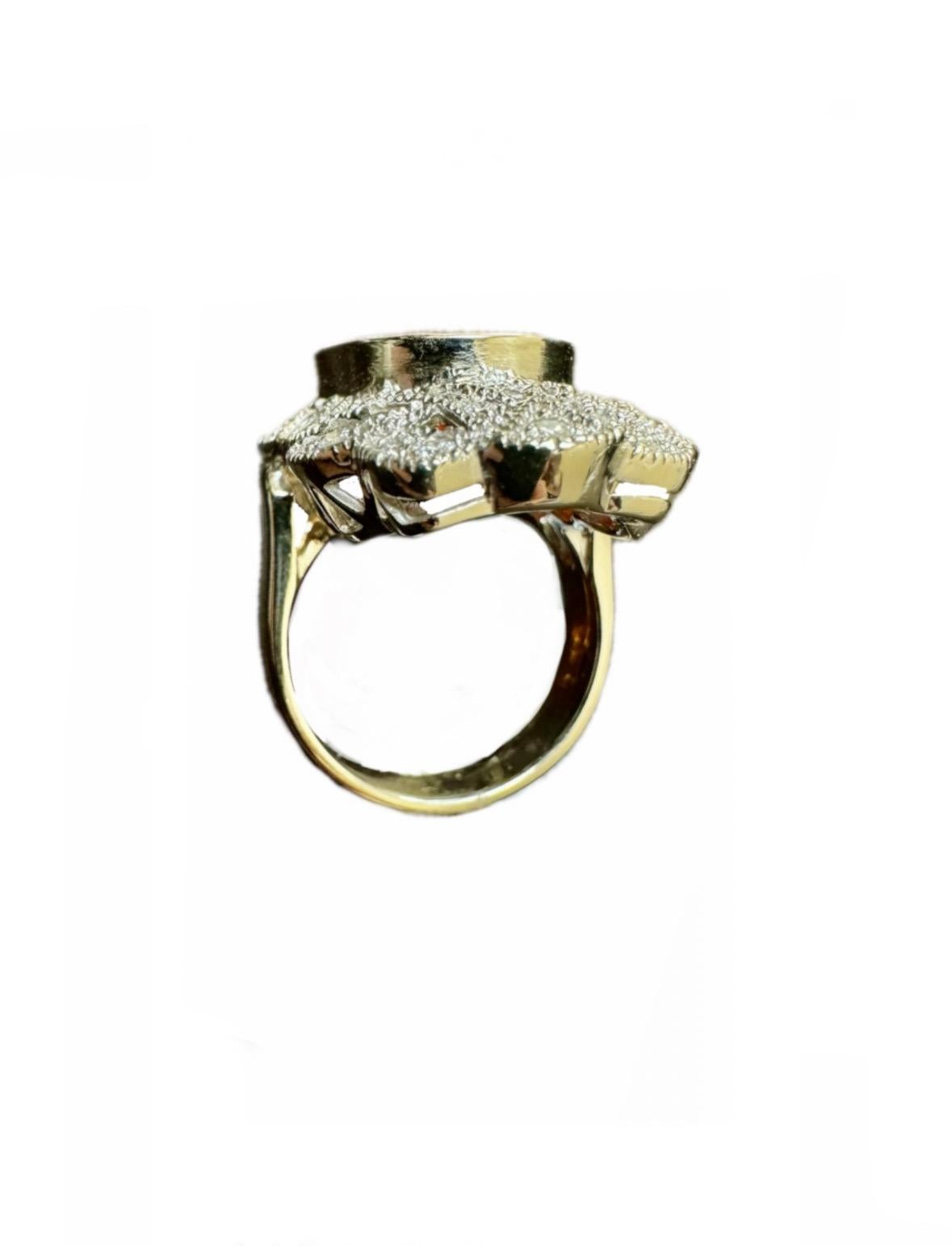 Oval Cut 14K White Gold Art Deco Style Diamond 17.50 Carat Oval Spessartite Garnet Ring For Sale