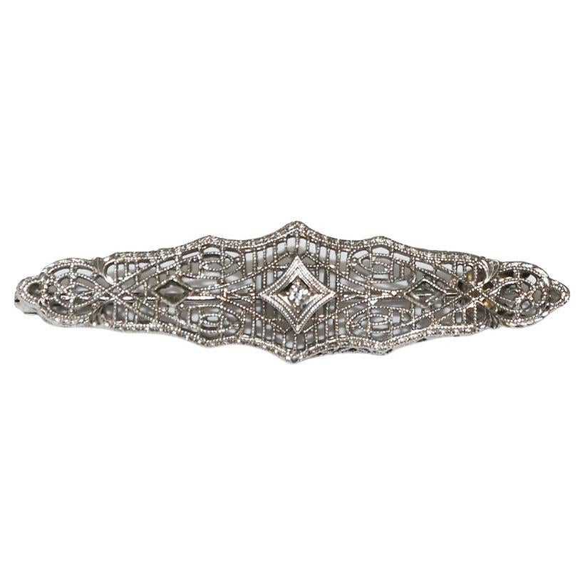 14K White Gold Art Deco Filigree Pin with Diamond
Blue Spinel