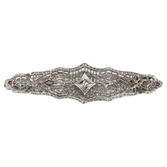 14K White Gold Art Deco Filigree Pin with Diamond
Blue Spinel