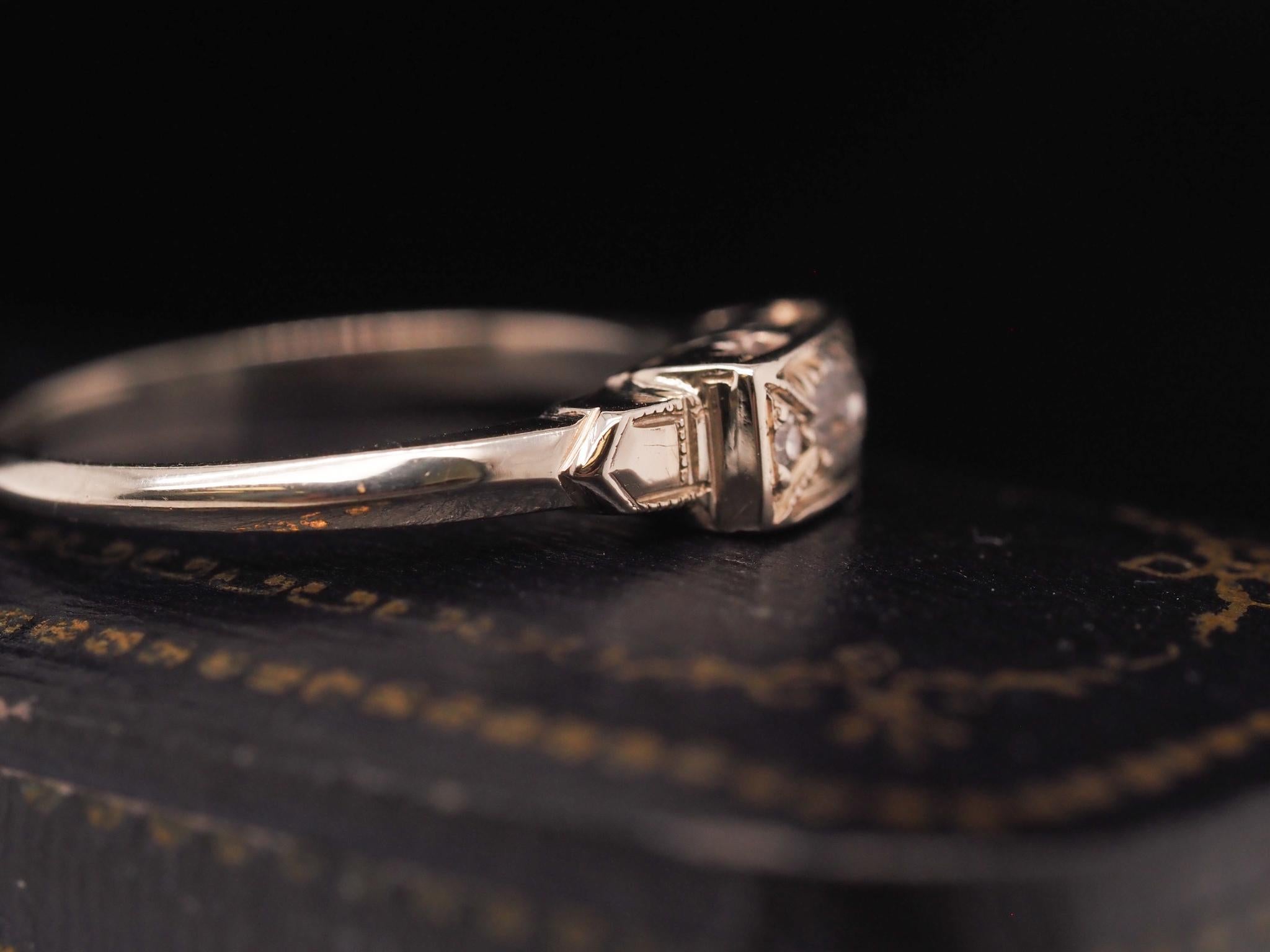 14K White Gold Art Deco Old Mine Diamond Engagement Ring 1