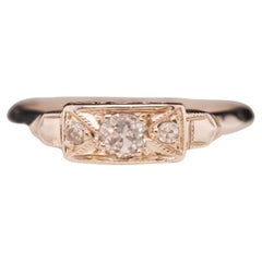 Vintage 14K White Gold Art Deco Old Mine Diamond Engagement Ring