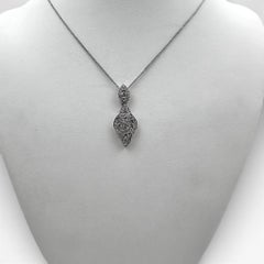 14k White Gold Art Deco Pendant with Diamonds and 16" Necklace.
