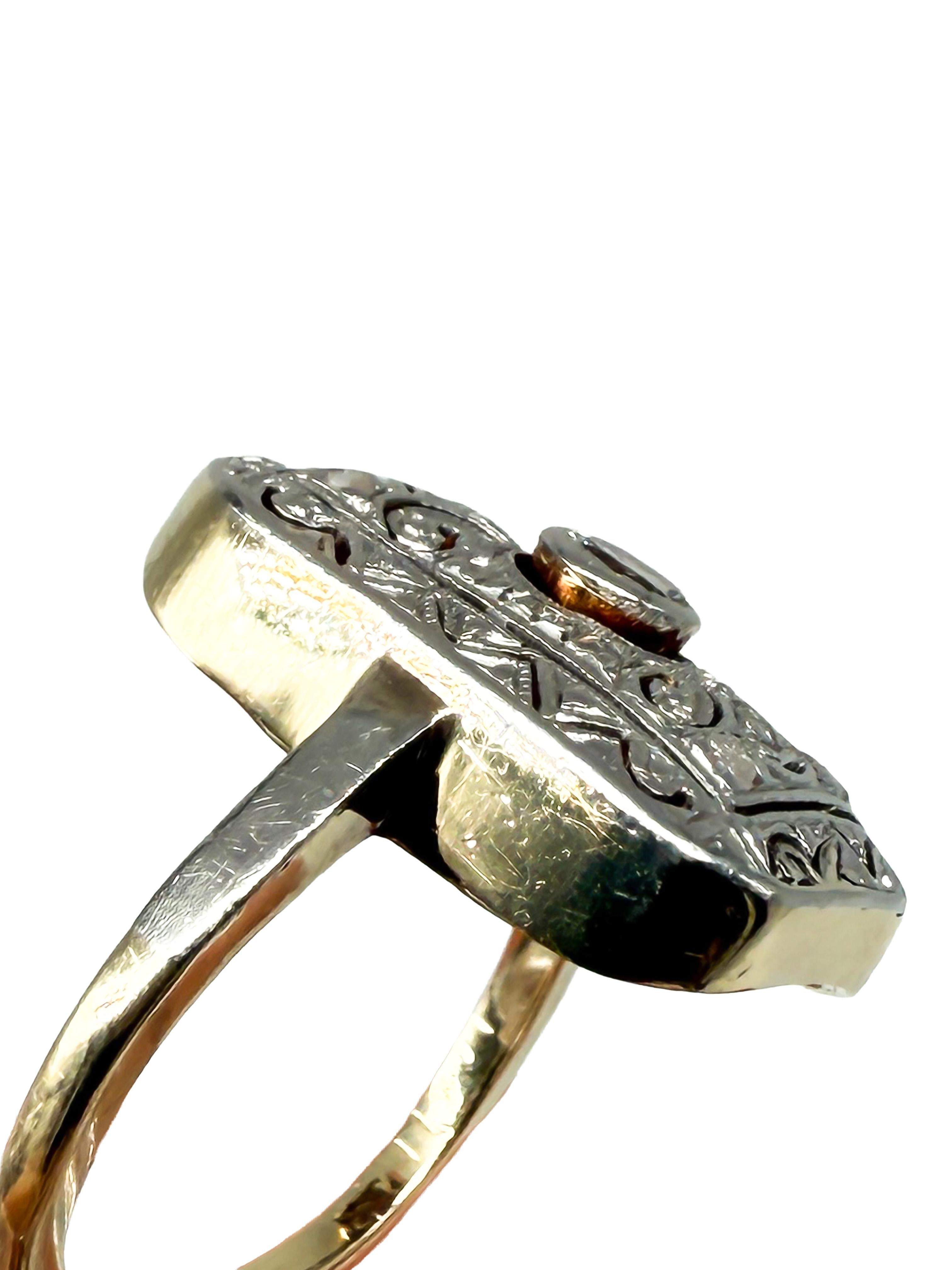 Art Déco 14K White Gold Art Deco Ring with Diamonds; Certificate Included in vendita