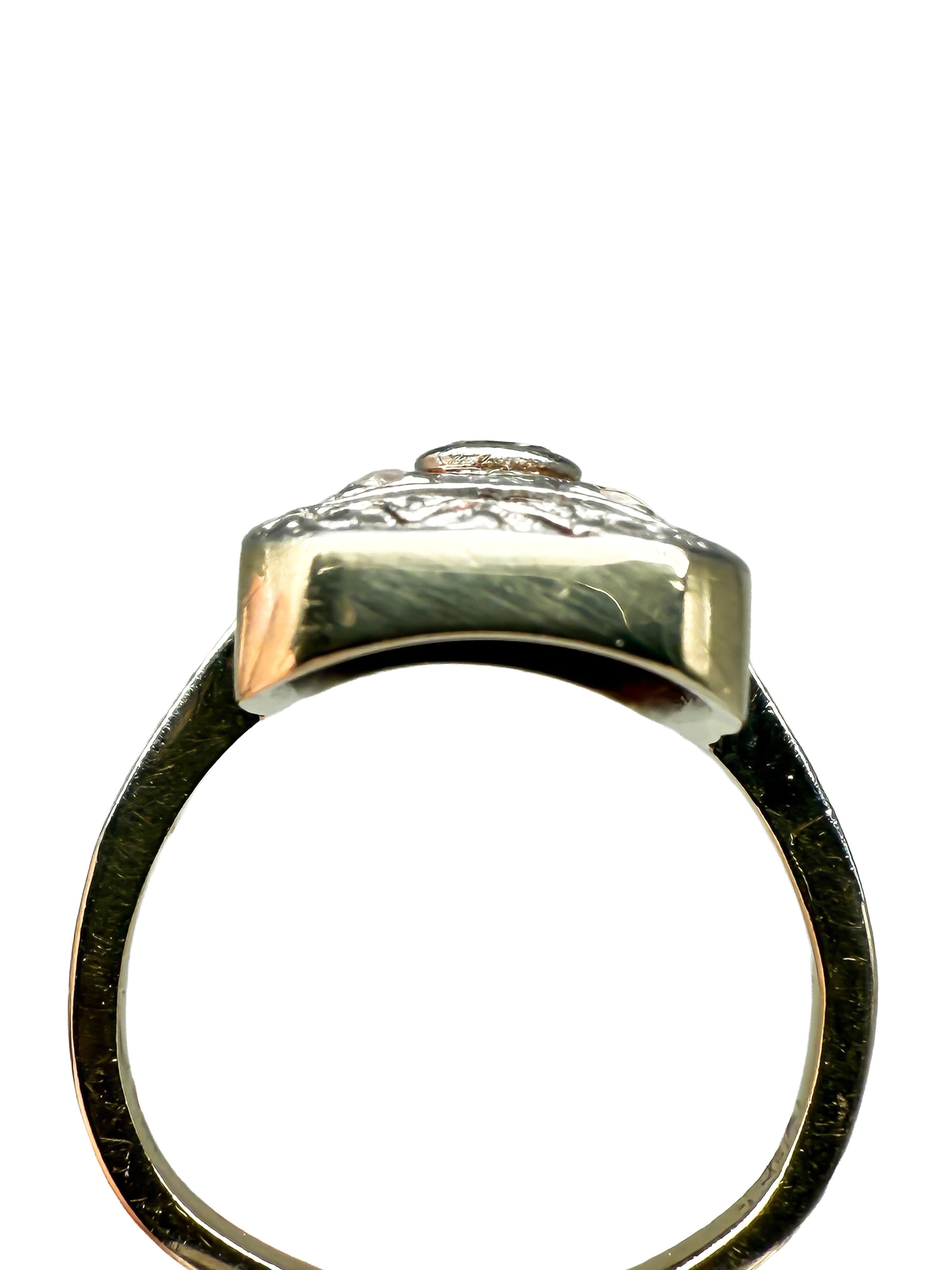 Taglio brillante 14K White Gold Art Deco Ring with Diamonds; Certificate Included in vendita