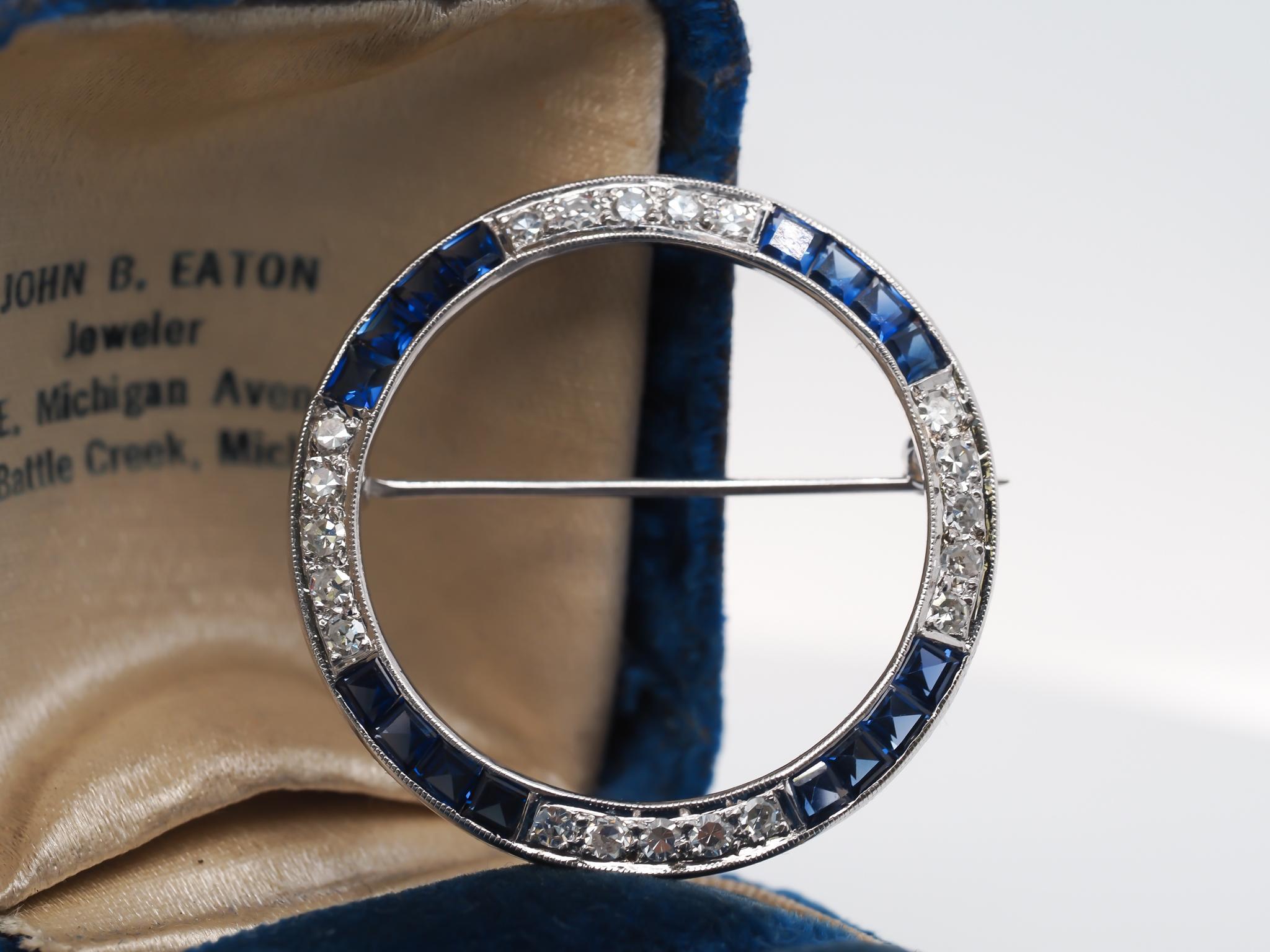 Item Details:
Metal Type: 14K White Gold [Hallmarked, and Tested]
Weight: 4.7 grams
Diamond Details: Transitional Cut Diamond, G Color, SI Clarity, .50ct total weight.
Sapphire Details: 1.00ct total weight, synthetic sapphires, blue color, square