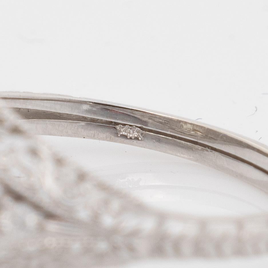 14k White Gold Art Deco Style GIA 1.51ct Cushion Center Diamond Engagement Ring. 1