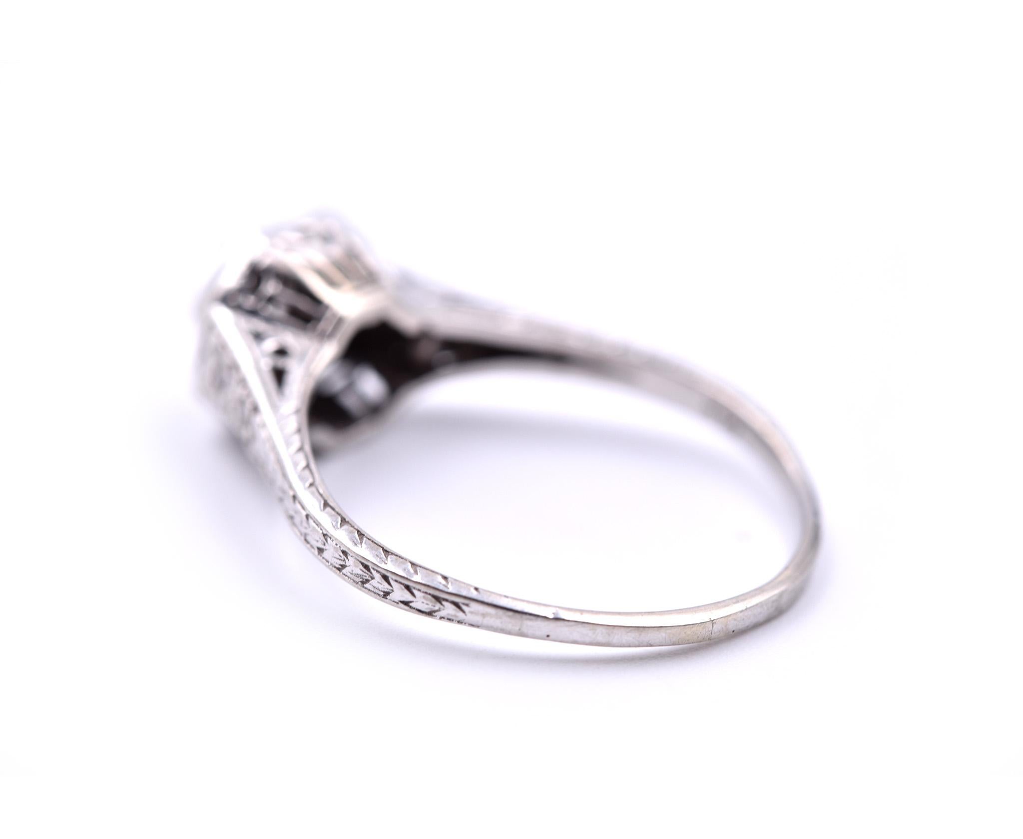 14 Karat White Gold Art Deco Style Diamond Engagement Ring In Good Condition In Scottsdale, AZ