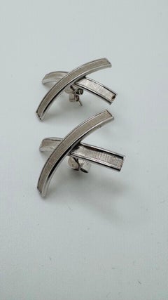 14K White Gold Art Deco 'X' Dangle Earrings, 1990, 5.2g, Unisex