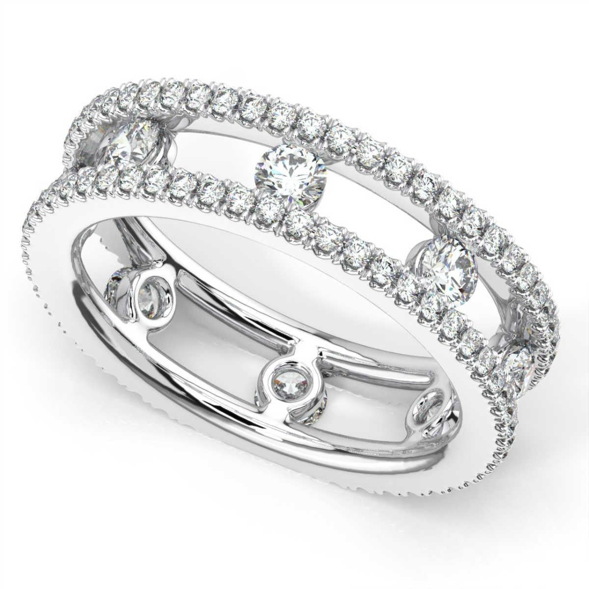 Round Cut 14K White Gold Asti Eternity Ring '1 1/2 Ct. tw' For Sale