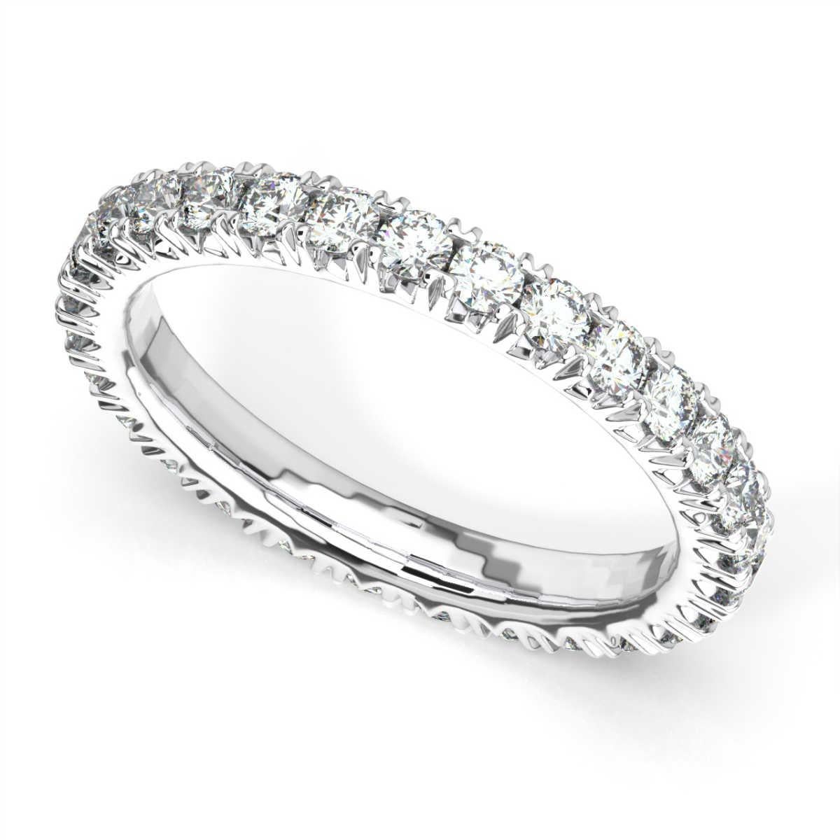 Round Cut 14k White Gold Audrey French Pave Eternity Ring '1 Ct. Tw' For Sale