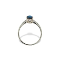14K White Gold Australian .86ct Black Opal Ring size 5.75