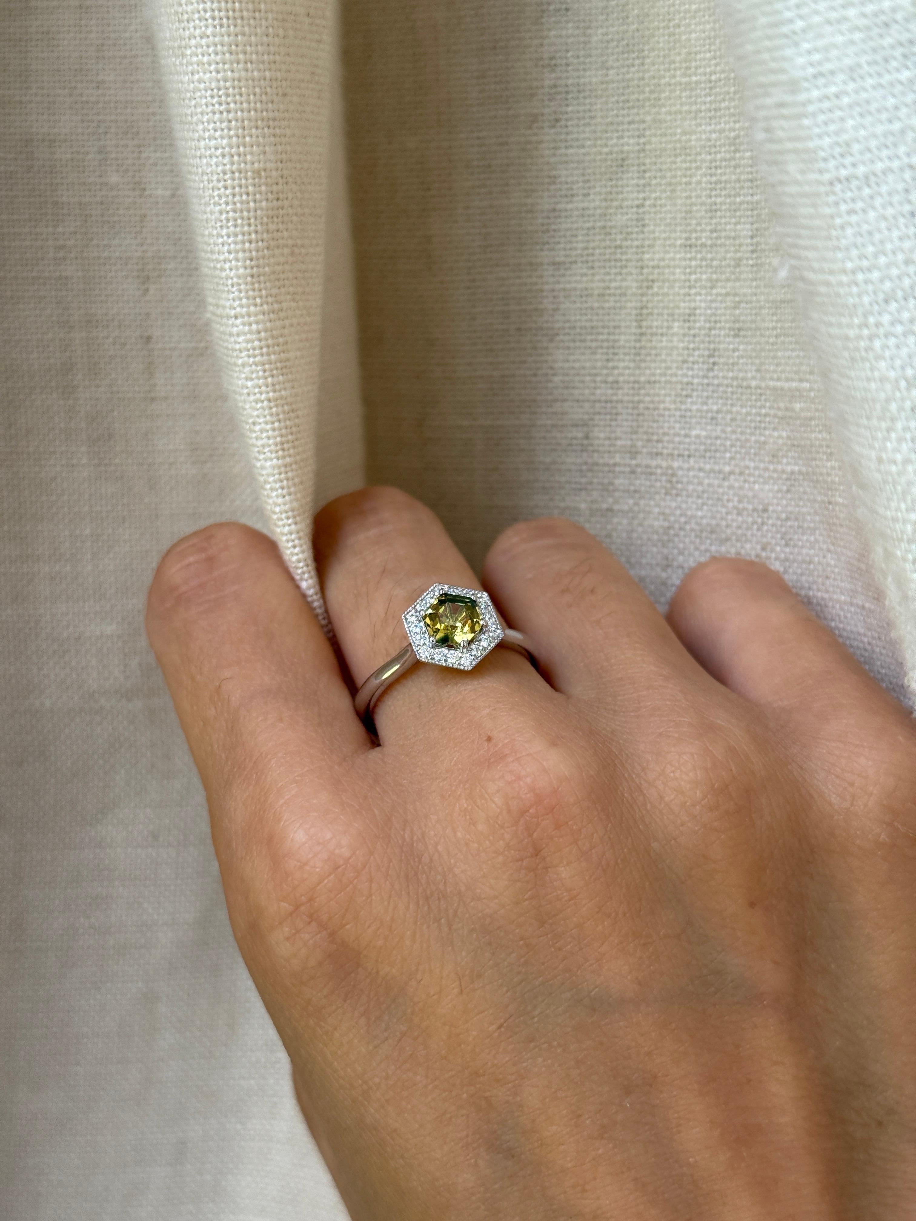 14K Weißgold Australischer Parti Saphir Ring im Angebot 4