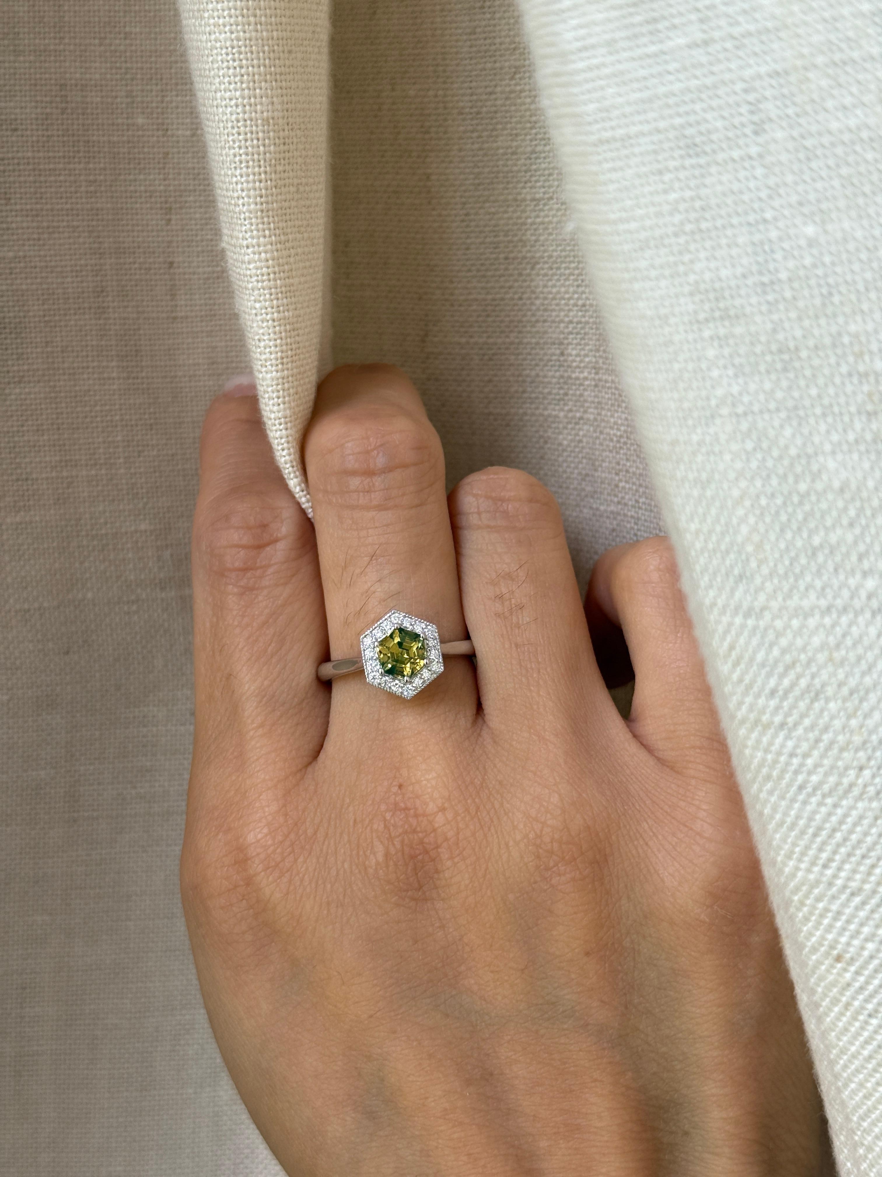 14K Weißgold Australischer Parti Saphir Ring im Angebot 1