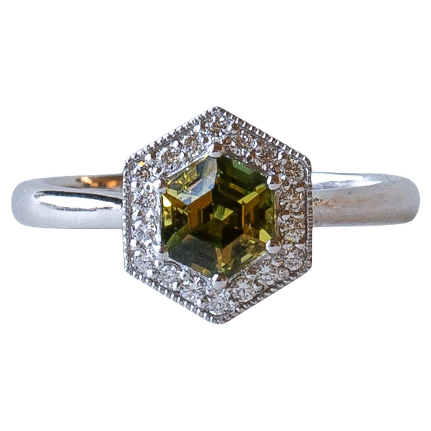 14K Weißgold Australischer Parti Saphir Ring