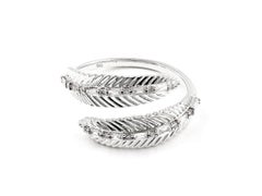 Bague de contournement en or blanc 14 carats à diamants baguettes et ronds