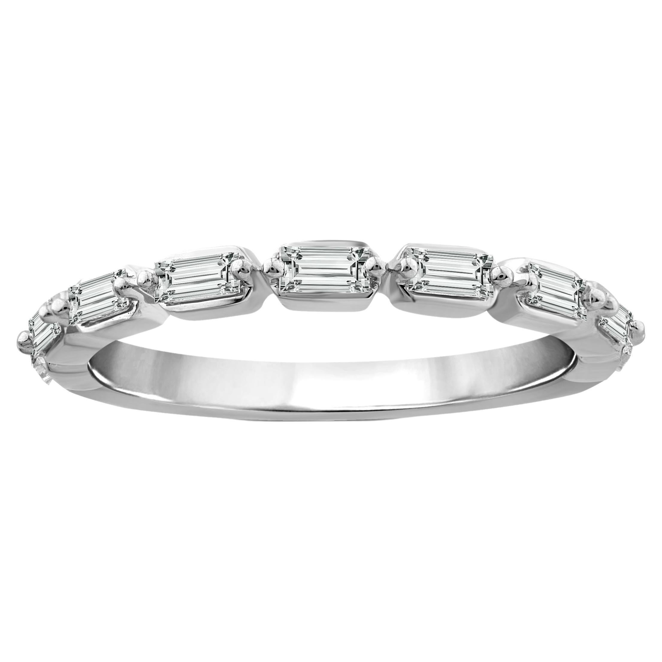 14K White Gold Baguette Diamond Band Ring