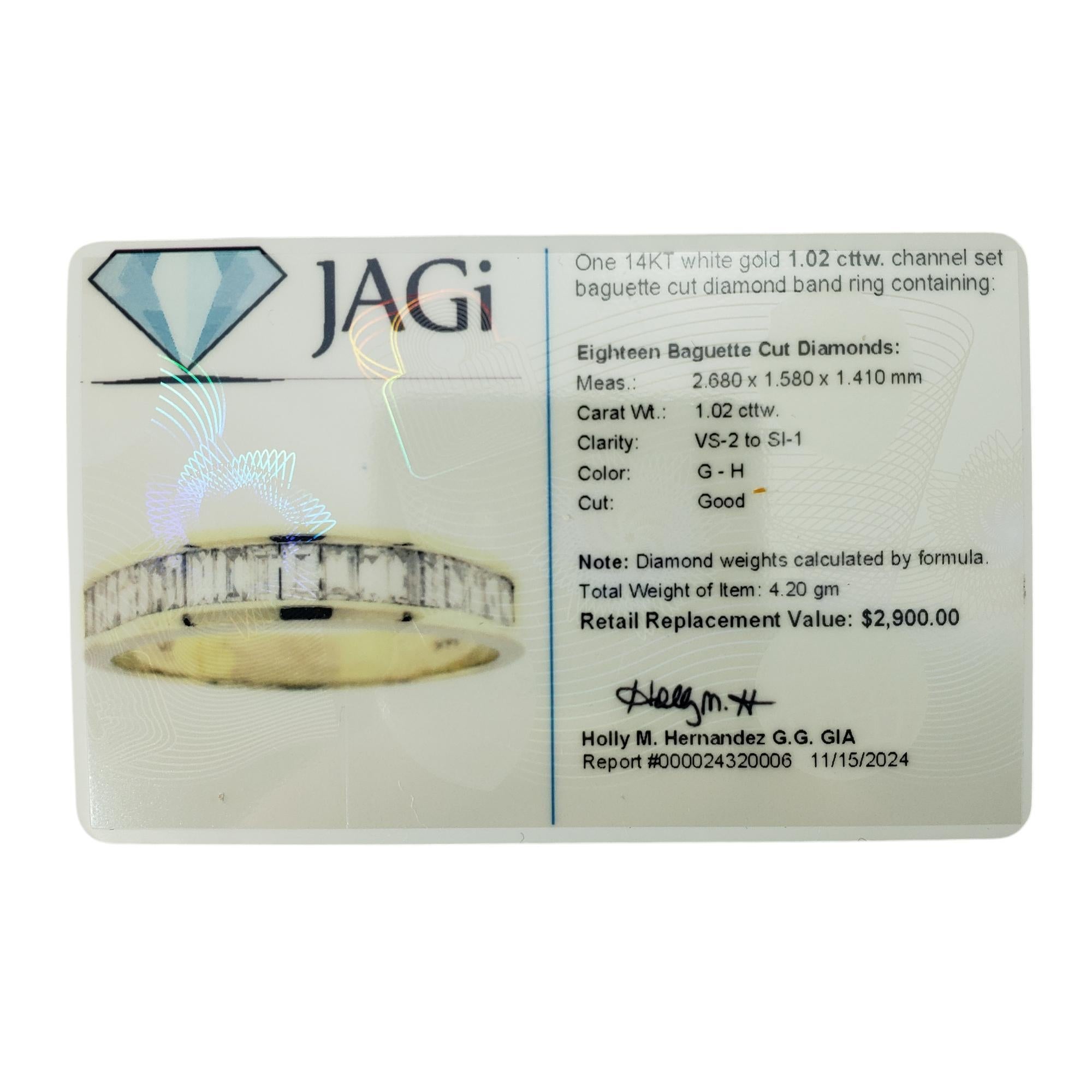 Anillo de oro blanco de 14 quilates con diamante baguette talla 9,5 #19851 en venta 3
