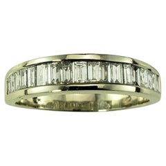 Anillo de oro blanco de 14 quilates con diamante baguette talla 9,5 #19851