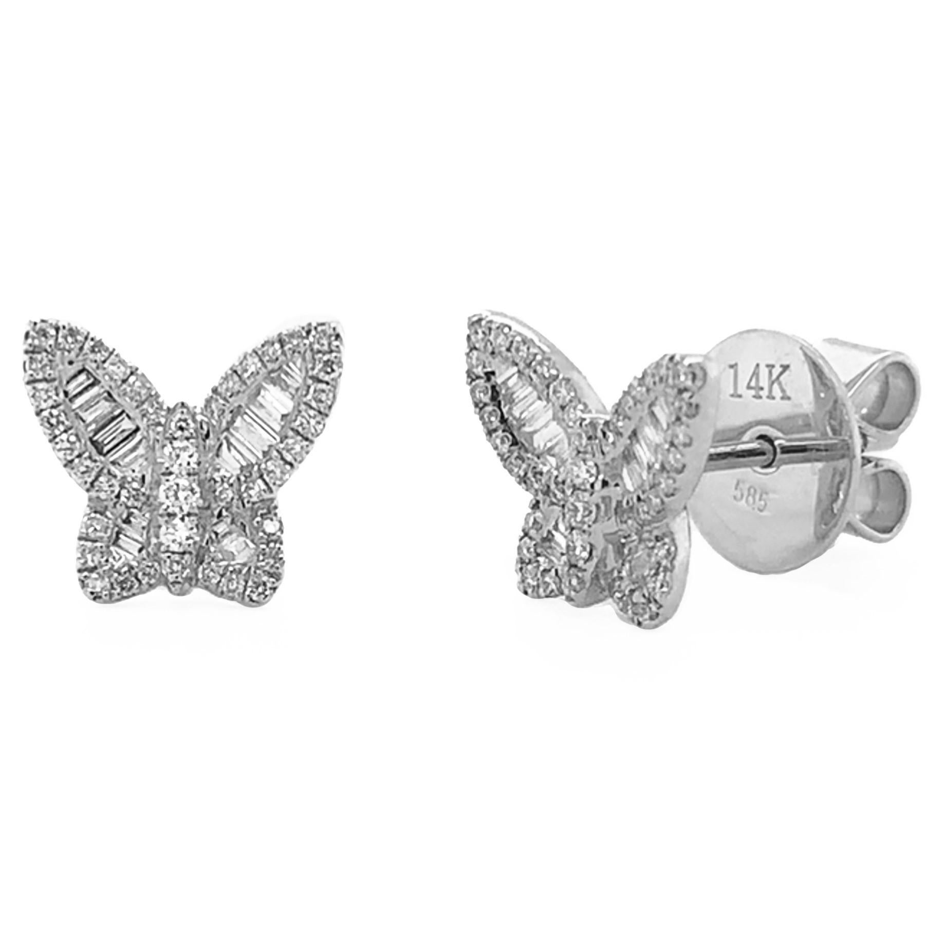 white gold butterfly earrings