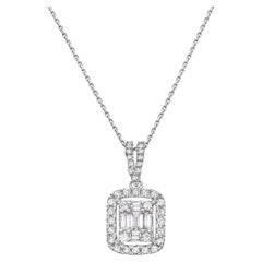 Pendentif grappe de diamants baguette en or blanc 14K