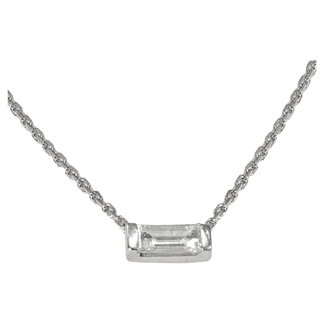 14k Gold Baguette Diamond Necklace Minimalist Diamond Necklace