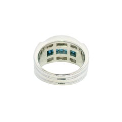 14k White Gold Baguette Diamonds & Sapphire Wide Band Ring