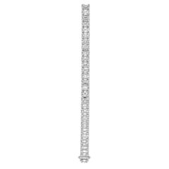 14K White Gold Baguette & Round Diamond Tennis Bracelet 7.14ct