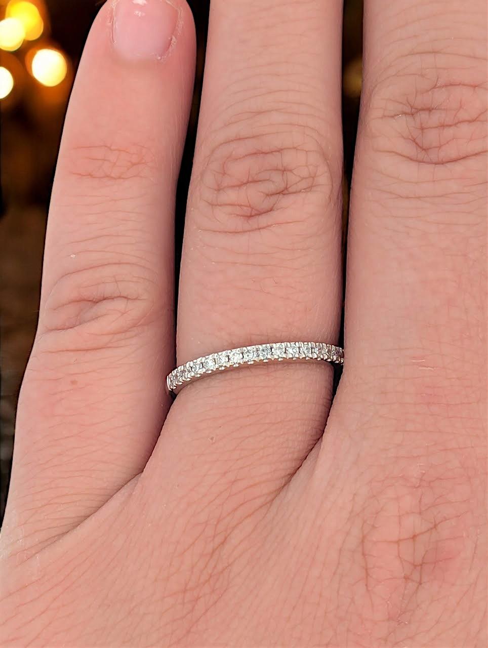 Bead Isolde 14K White Gold Band With .33 CTW Natural Diamonds, Elegant Stacking Ring For Sale