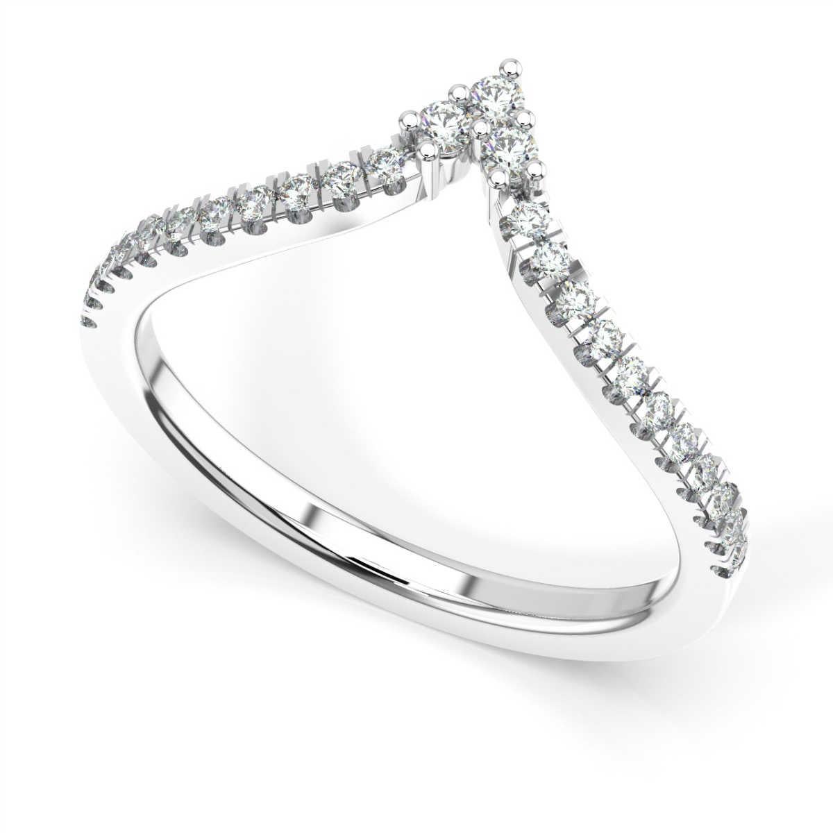 Round Cut 14 Karat White Gold Belle Diamond Ring '1/5 Carat' For Sale