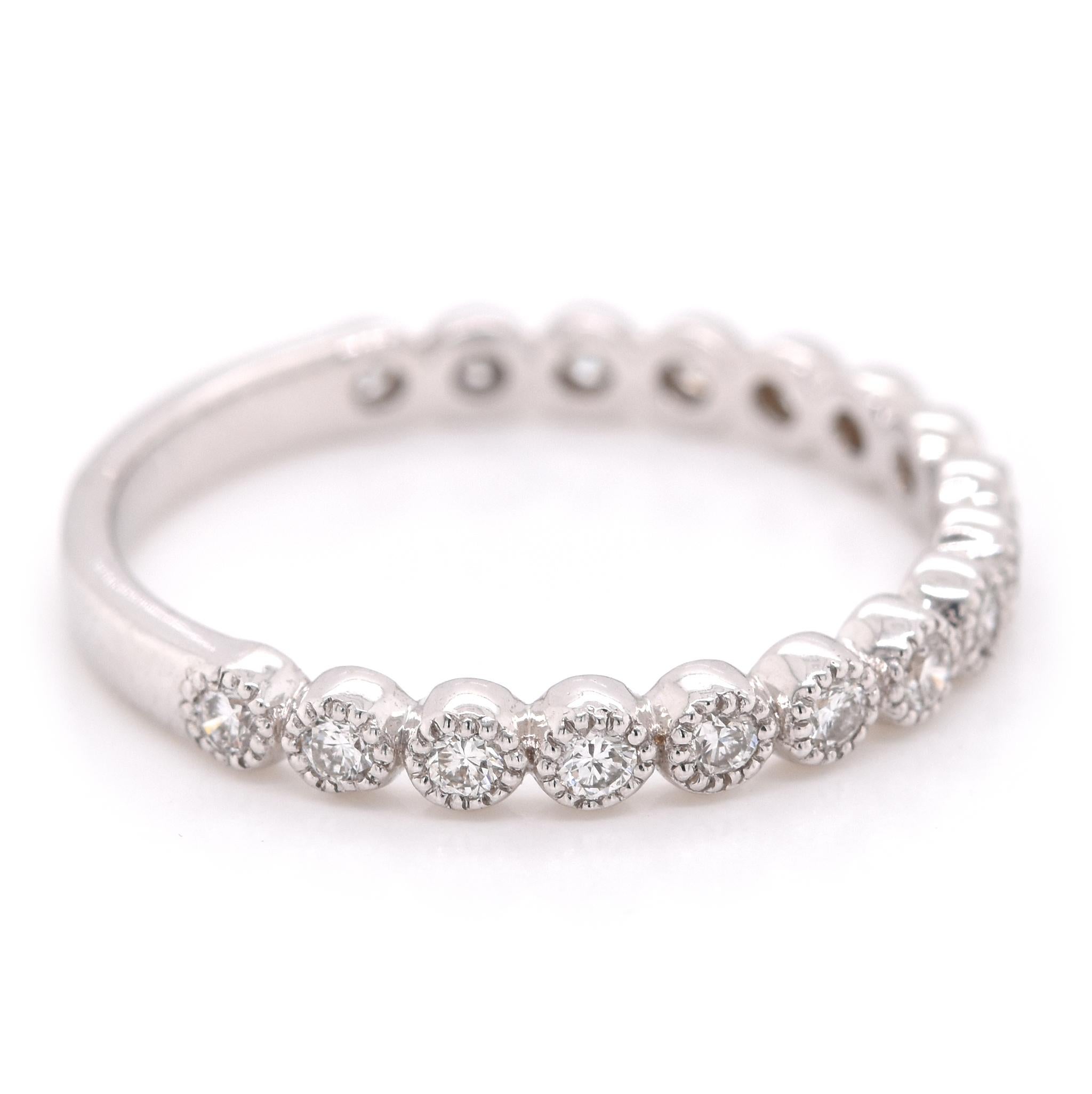 Round Cut 14 Karat White Gold Bezel Set Diamond Anniversary Ring