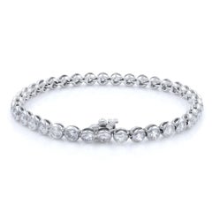 14 Karat White Gold Bezel Set Diamond Bracelet 5.50 Carat
