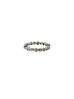 14K White Gold Bezel-Set Diamond Eternity Band Ring Size 8 #25639