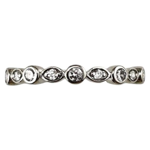 14K White Gold Bezel-Set Diamond Eternity Band Ring Size 8 #25639