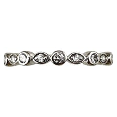 14K White Gold Bezel-Set Diamond Eternity Band Ring Size 8 #25639