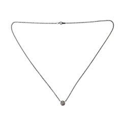 14K White Gold Bezel Set Diamond Solitaire Necklace #23767
