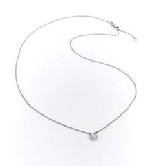 14K White Gold Bezel Set Diamond Solitaire Necklace