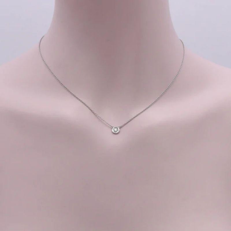 Brilliant Cut 14K White Gold Bezel Set Diamond Solitaire Necklace For Sale
