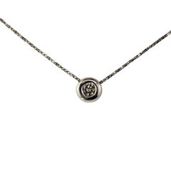 14K Weißgold Bezel-Set Diamant Solitaire Anhänger Halskette #23486