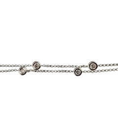 14K White Gold Bezel-Set Diamond Station Necklace 16" #25711