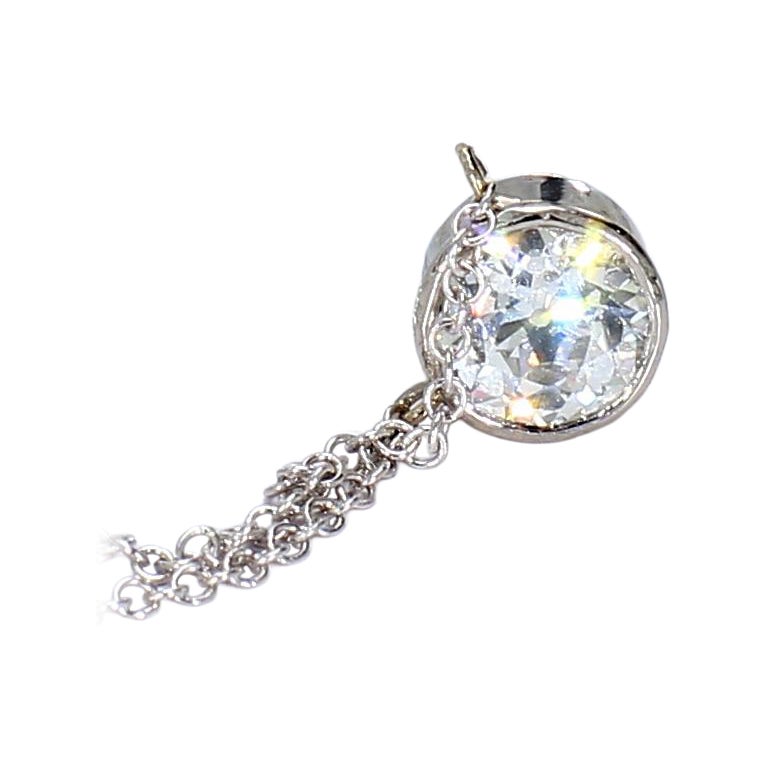 14k Weißgold Bezel Set Halskette 
18in Kette im Angebot