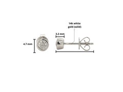 14k White Gold Bezel Set Round Cut Natural Diamond Stud Earrings 0.30 Ctw